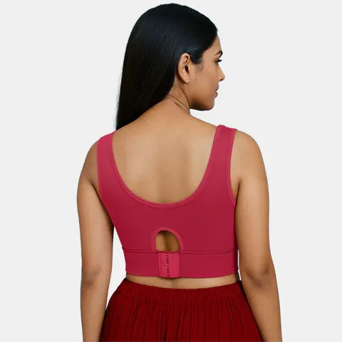Envie maroon padded non-wired full coverage sports bra NVB1127 for women with removable padding and soft active support