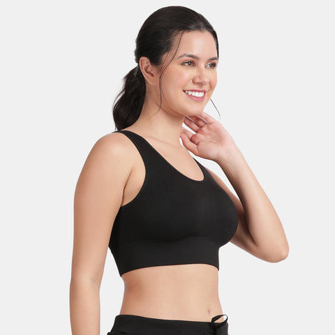 Envie Padded Non-Wired Full Coverage Sports Bra With Removable Padding - NVB1127 (Black)