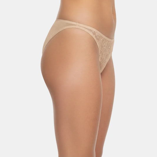Envie Low Rise Zero Rear Coverage Lace Thong - NVP2061 (Skin)