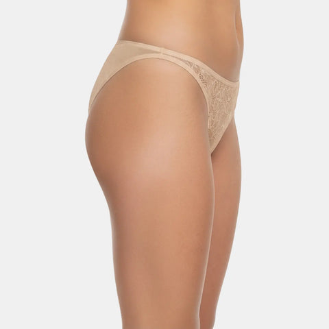 Envie Low Rise Zero Rear Coverage Lace Thong - NVP2061 (Skin)