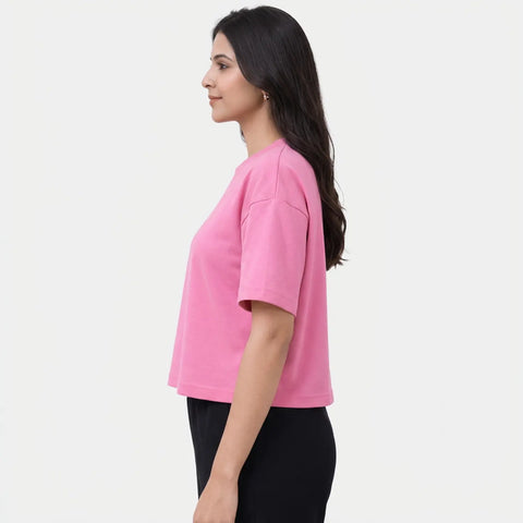 Envie Relaxed Fit Short Sleeve T-Shirt - NVTS1002 (Pink)