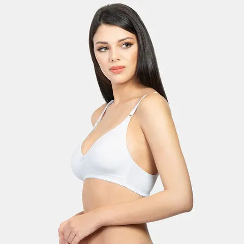 Non padded non wired minimiser bra Envie NVB1001 white breathable fabric everyday support bra for women