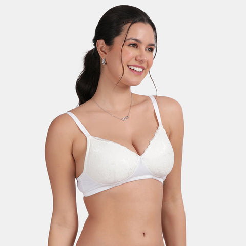 Envie Padded Non-Wired 3/4th Coverage Lace Bra - NVB1130 (White)