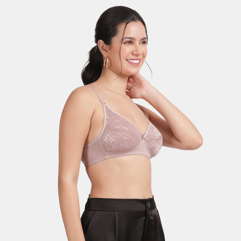 Envie Non-Padded Non-Wired 3/4th Coverage Lace Bra - NVB1133 (Mauve Mist)