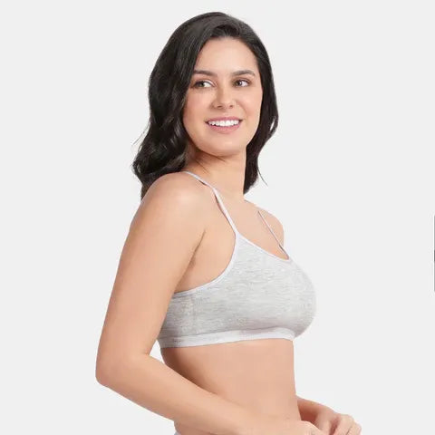 Soft comfortable girls bra grey melange Envie 3/4th coverage non wired non padded lightweight beginners bra for teens