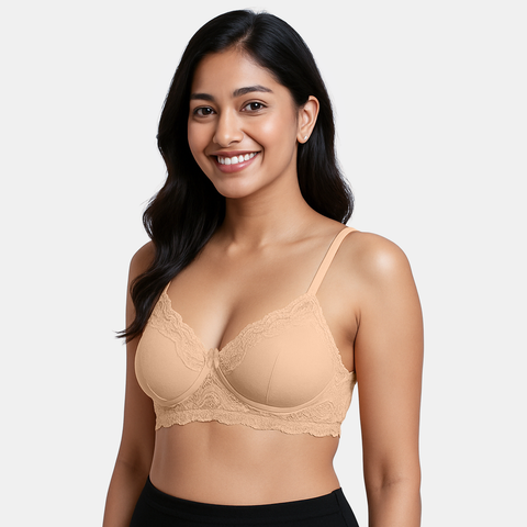 Envie Padded Non-Wired 3/4th Coverage Lace Bra - NVB1151 (Nude)