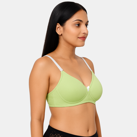 Envie Padded Non Wired Moulded 3/4th Coverage T-shirt Bra - NVB1140 (Fair Green White)