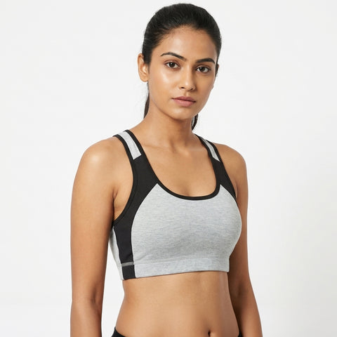 Envie Padded Non-Wired Full Coverage Sports Bra - NVB1051 (Grey Melange)
