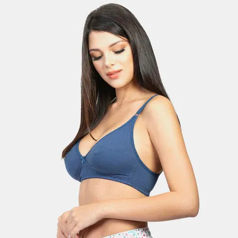 Envie minimiser bra non padded non wired 3/4th coverage NVB1001 dark denim smooth fit everyday comfort bra for women
