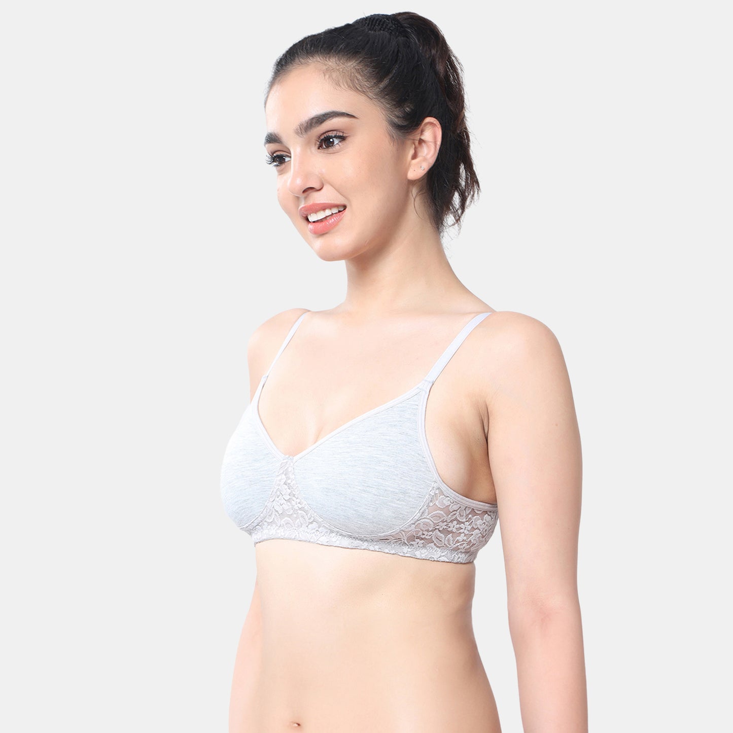 Envie Non-Padded Non-Wired 3/4th Coverage T-Shirt Lace Bra - NVB1090