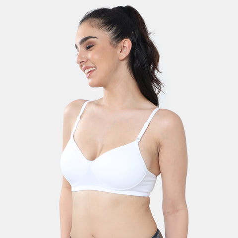 Envie Padded Non-Wired 3/4th Coverage T-Shirt Lace Bra - NVB1115 (White)