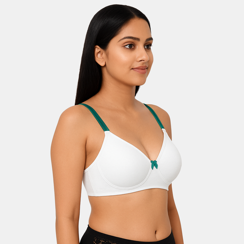 Envie Padded Non Wired Moulded 3/4th Coverage T-shirt Bra - NVB1140 (Green White)