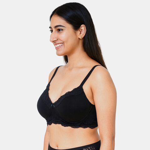 Envie Padded Non-Wired 3/4th Coverage Lace Bra - NVB1151 (Black)