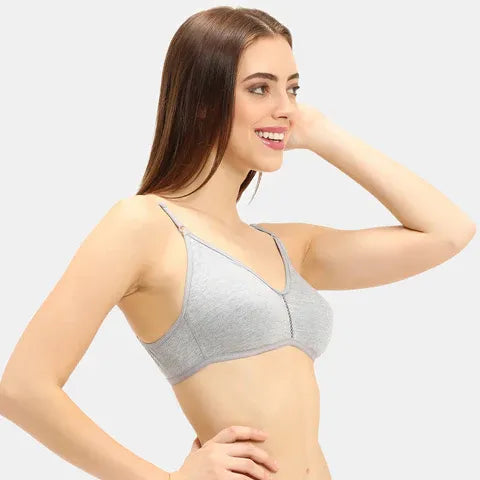Grey melange 3/4th coverage T-shirt bra Envie non padded non wired smooth daily wear lingerie