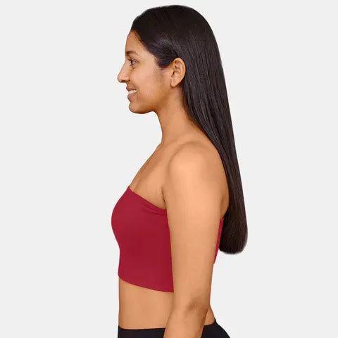 Best dark maroon bandeau bra India Envie NVB1144 non padded non wired medium coverage strapless bra for western wear