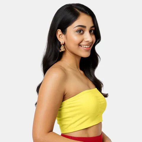 Seamless yellow bandeau bra Envie medium coverage lightweight comfortable bra for tube tops and dresses