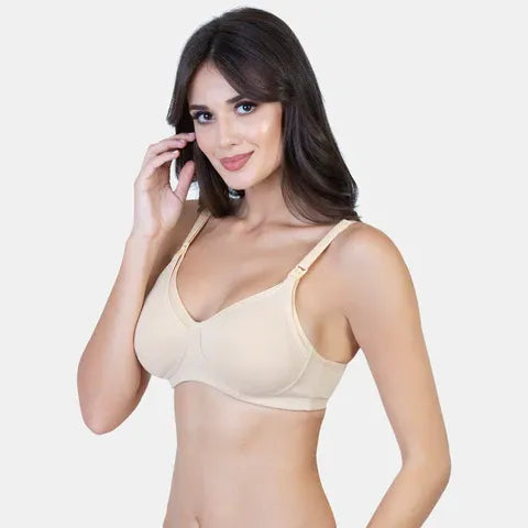 Envie maternity nursing bra non padded non wired 3/4th coverage NVB1023 nude soft breathable comfort bra for pregnancy and feeding