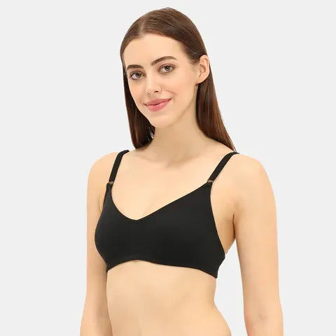 Black t shirt bra Envie non wired non padded full coverage seamless bra invisible under clothes daily wear