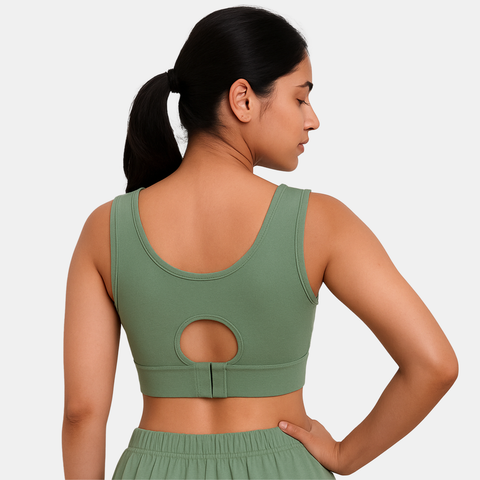 Envie Padded Non-Wired Full Coverage Sports Bra With Removable Padding - NVB1127 (Green)