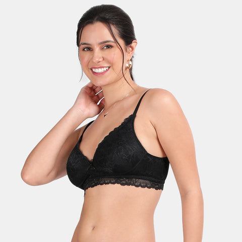 Envie Padded Non-Wired 3/4th Coverage Lace Bra - NVB1131 (Black)