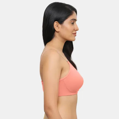 Soft peach minimiser bra Envie cotton spandex non padded comfortable bra for women
