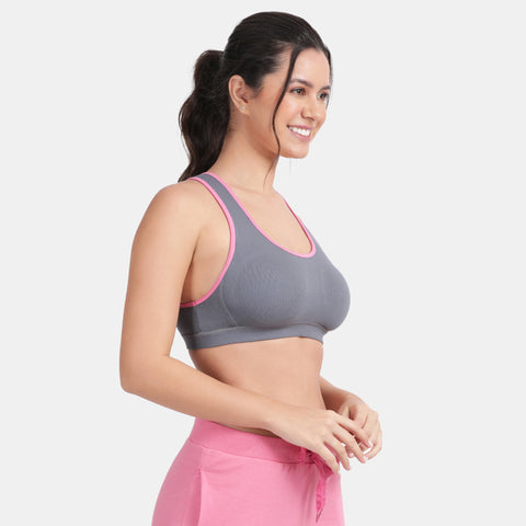 Envie Padded Non-Wired Full Coverage Sports Bra - NVB1050 (Grisaille Pink)