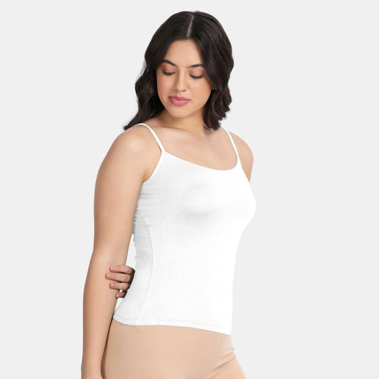 Envie Regular Fit Scoop Neck Short Length Camisole - NVC3031 (White)