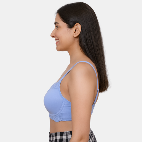 Envie Padded Non-Wired 3/4th Coverage Lace Bra - NVB1151 (Powder Blue)
