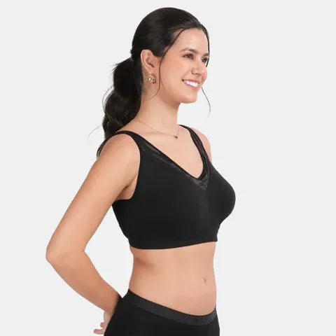 Envie non padded non wired full coverage t shirt bra NVB1056 black seamless smooth everyday comfort bra for women