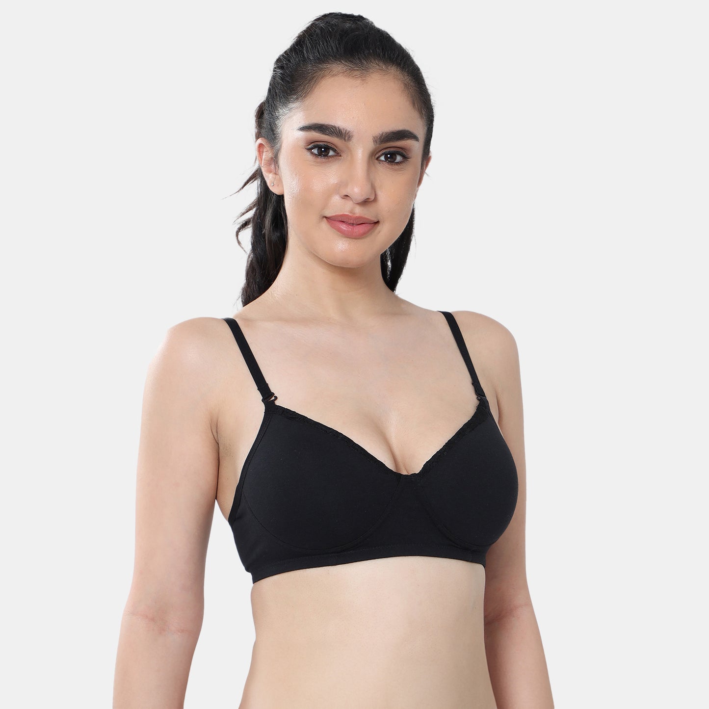 Envie Padded Non-Wired 3/4th Coverage T-Shirt Lace Bra - NVB1115