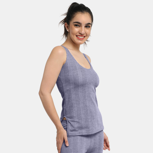 Envie Regular Fit Scoop Neck Thermal Tank Top - NVTHTM112 (Navy Melange)