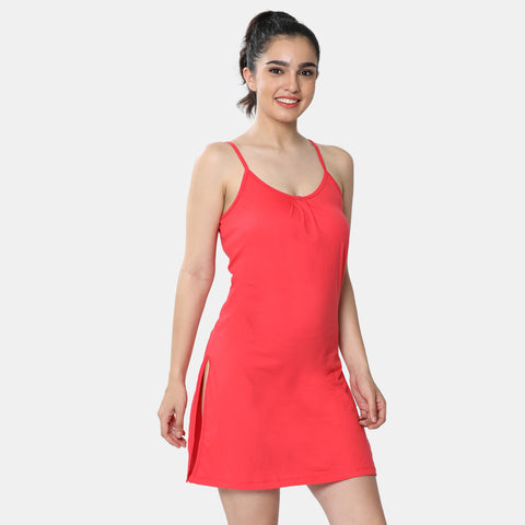 Envie Relaxed Fit Scoop Neck Thigh Length Kurta Slip - NVC3027 (Red)