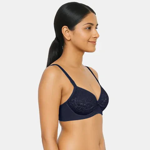 Envie Non-Padded Non-Wired 3/4th Coverage Lace Bra - NVB1133 (Navy)