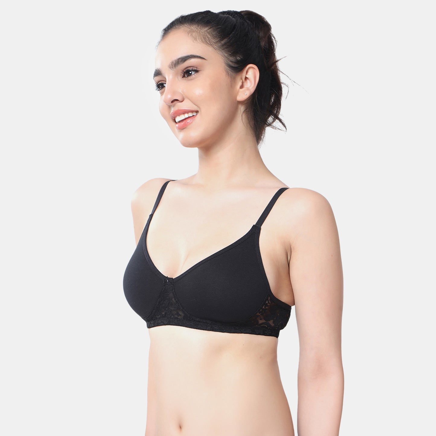 Envie Non-Padded Non-Wired 3/4th Coverage T-Shirt Lace Bra - NVB1090