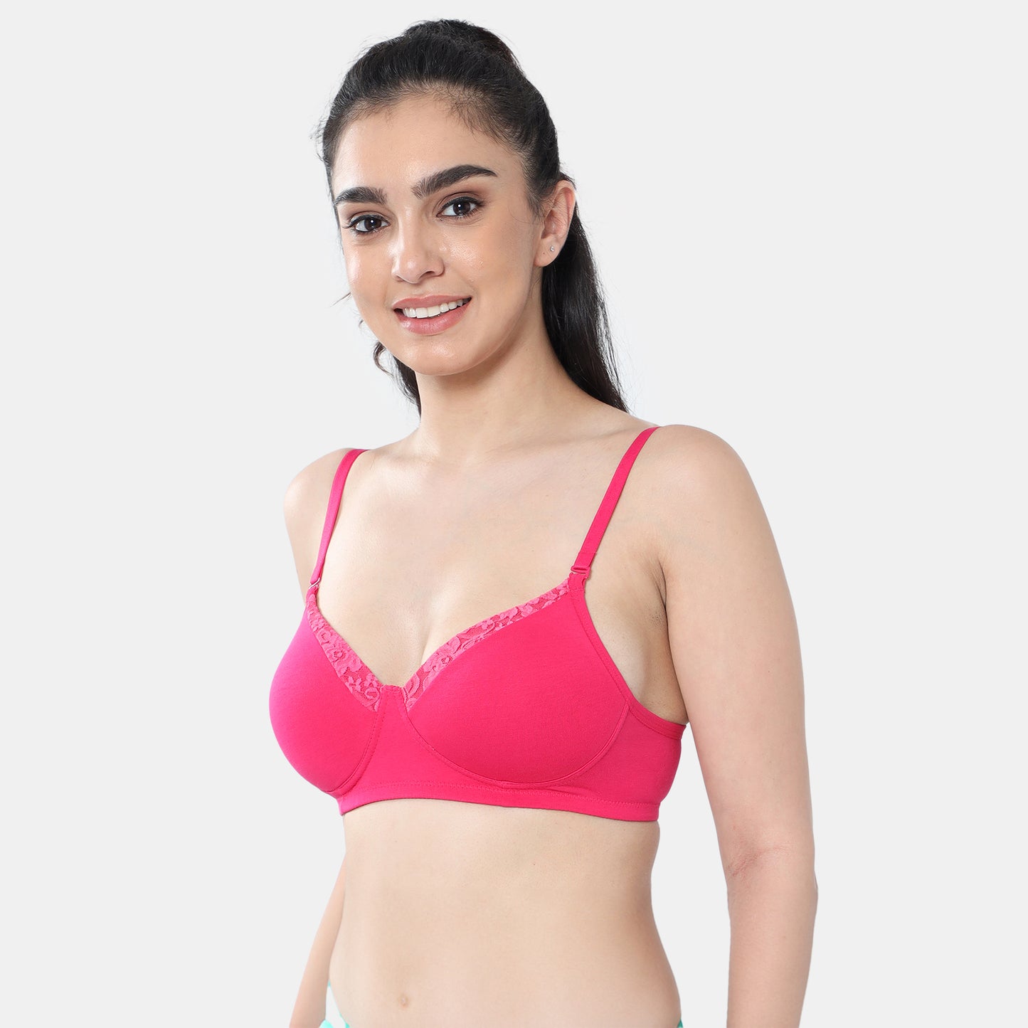 Envie Padded Non-Wired 3/4th Coverage T-Shirt Lace Bra - NVB1115