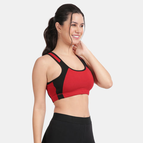 Envie Padded Non-Wired Full Coverage Sports Bra - NVB1051 (Maroon Black)
