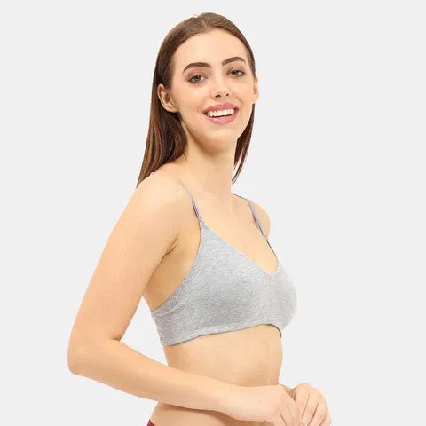 Envie full coverage t shirt bra grey melange NVB1084 non padded non wired smooth finish breathable everyday bra