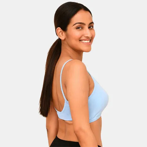 Envie powder blue cotton spandex T-shirt bra non padded non wired moulded 3/4th coverage comfort bra