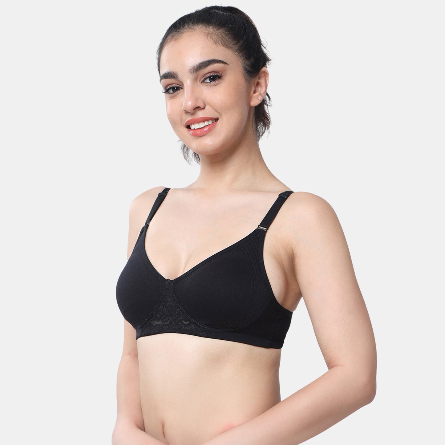 Envie Non-Padded Non-Wired Full Coverage T-Shirt Lace Bra - NVB1088