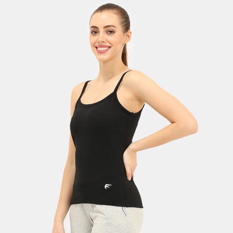 Envie Regular Fit Round Neck Short Length Basic Camisole - NVC3021 (Black)