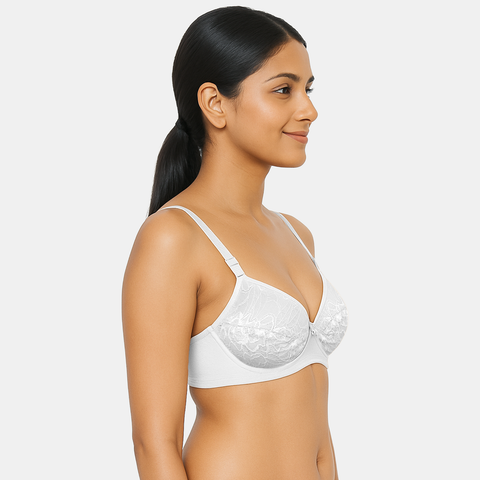 Envie Non-Padded Non-Wired 3/4th Coverage Lace Bra - NVB1133 (White)