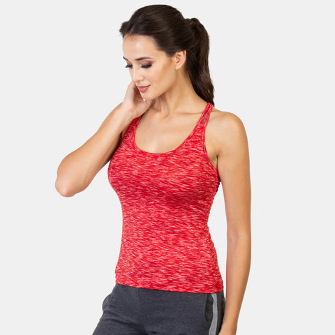 Envie Athletic Fit Round Neck Short Length Tank Top - NVC3011 (True Red)