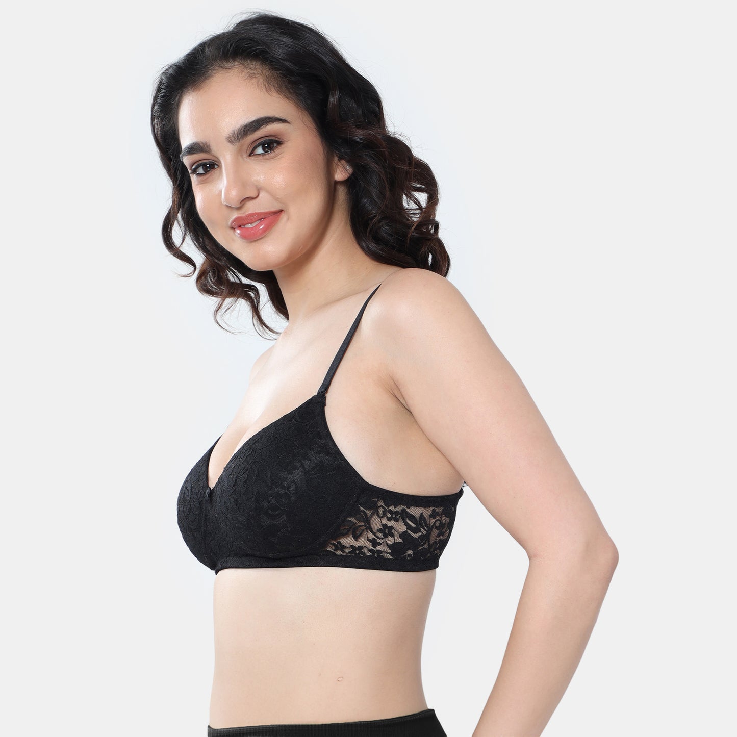 Envie Padded Non-Wired 3/4th Coverage T-Shirt Lace Bra - NVB1118