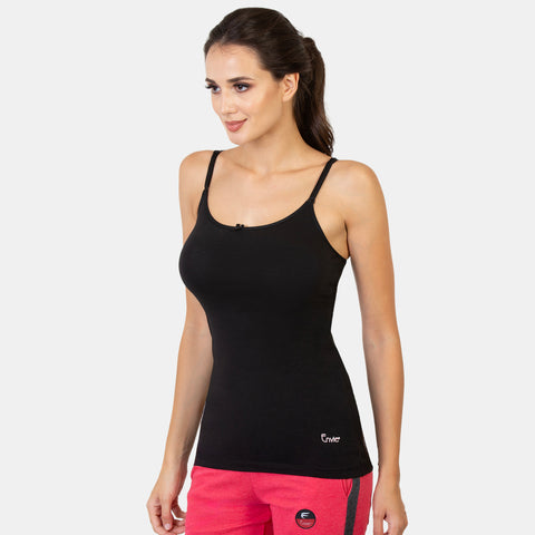 Envie Regular Fit Scoop Neck Hip Length Basic Camisole - NVC3015 (Black)