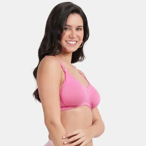 Non padded non wired maternity bra Envie NVB1023 pink 3/4th coverage gentle support pregnancy bra