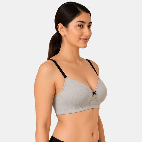Envie Padded Non Wired Moulded 3/4th Coverage T-shirt Bra - NVB1140 (Grey Melange Black)
