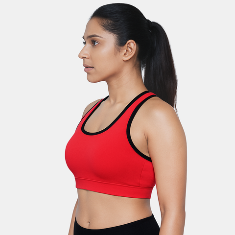 Envie Padded Non-Wired Full Coverage Sports Bra - NVB1050 (Red Black)