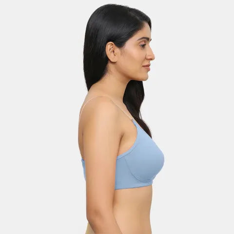 Envie NVB1136 powder blue minimiser bra non padded non wired 3/4th coverage bra