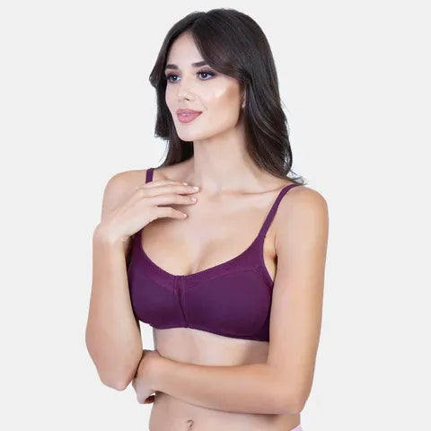 Soft plum T-shirt bra Envie cotton spandex non padded comfortable bra for women