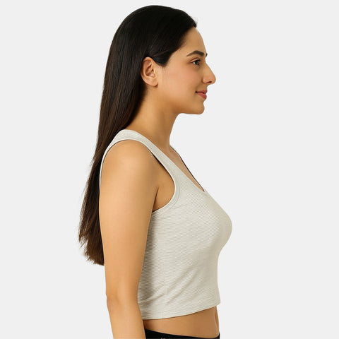 Envie Regular Fit U Neck Short Length Camisole - NVC3032 (Grey Melange)
